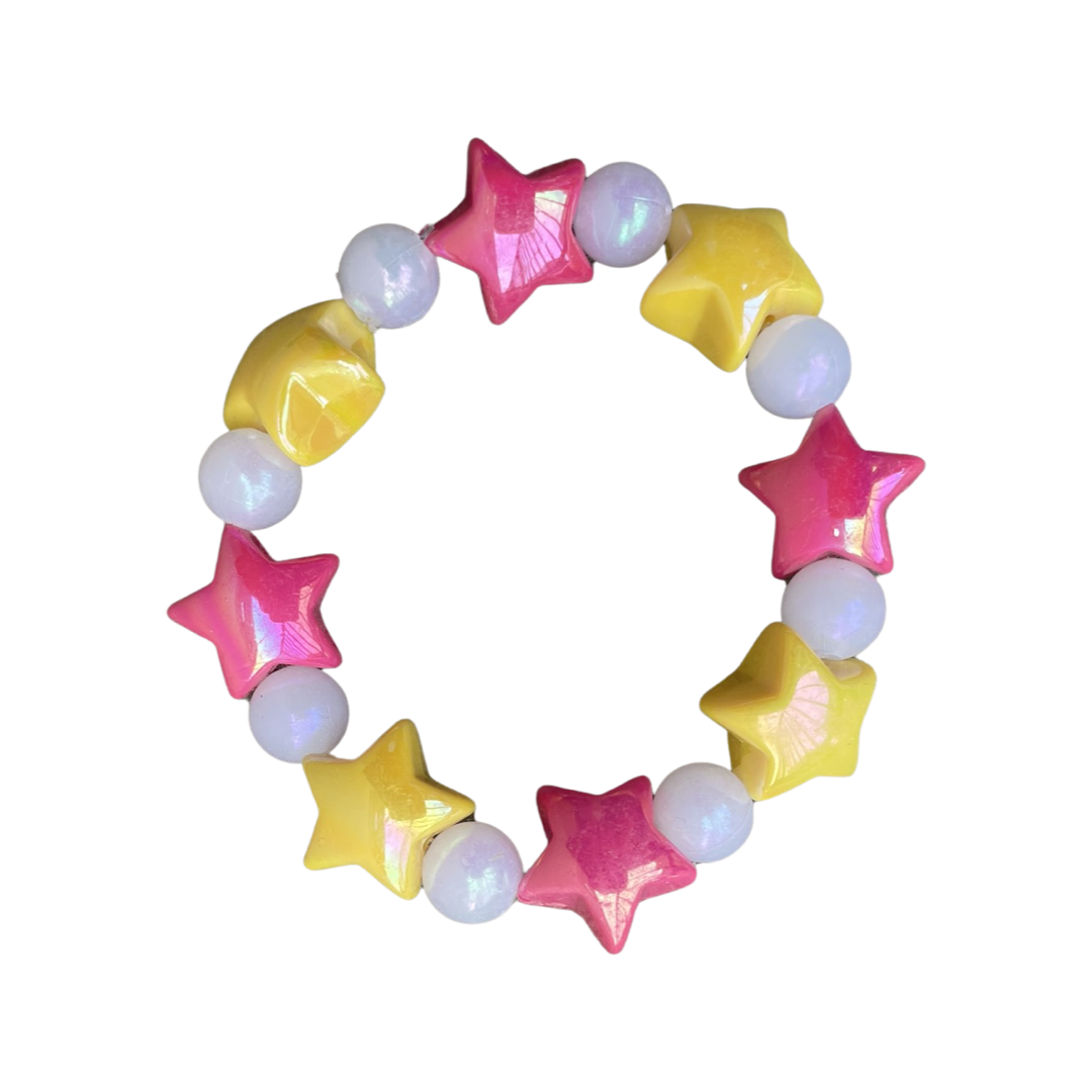 Pink and Yellow Y2K Star Bracelet – GrapeJellyy